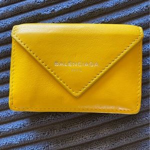 Authentic Balenciaga yellow Papier mini Leather wallet